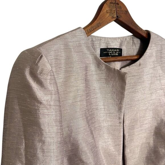 Tahari Arthur S Levine LUXE Beaded Bracelet Length Sleeve Blazer Silver Size 8 - Picture 3 of 7